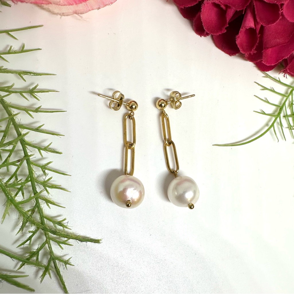 Newfreshwater Pearl Chain Drop Earrings